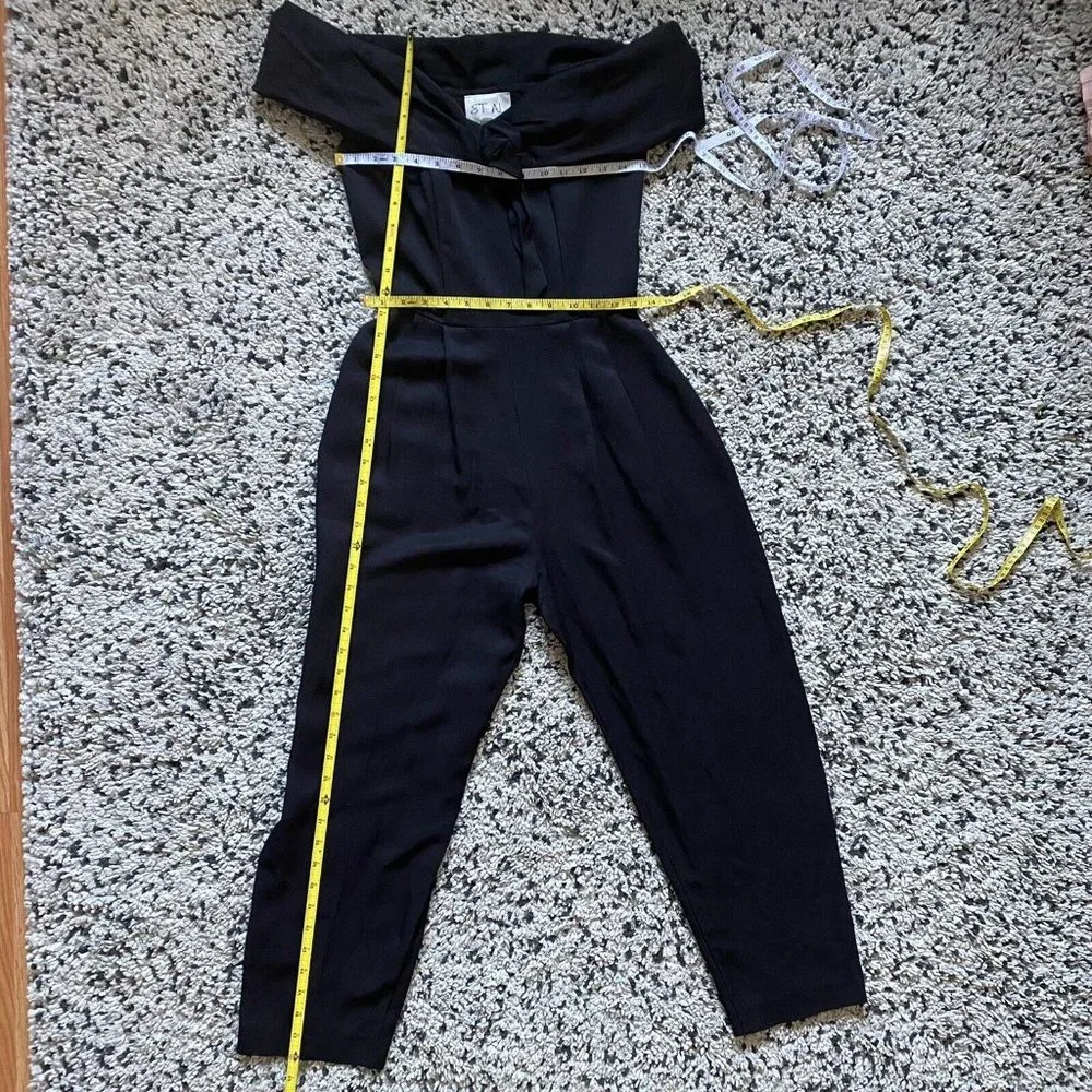 🔥SOLD🔥ET AL Vintage Retro Jumpsuit Off the Shoulder Black - Picture 8 of 8